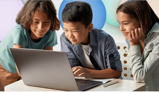 Kids on laptop